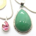 Two stone set pendant necklaces, combined 40g. P&P Group 1 (£14+VAT for the first lot and £1+VAT for