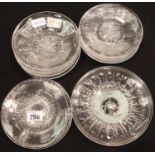 A set of eight Brierley crystal cake plates (some with small chips) and eight mixed Edinburgh