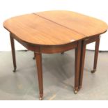 A George III mahogany extending dining table raised on tapering supports, 175 x 114 x 75 cm H. Not