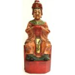 A large carved, painted and gilt representation of Prajnaparamita, H: 48 cm. Not available for in-