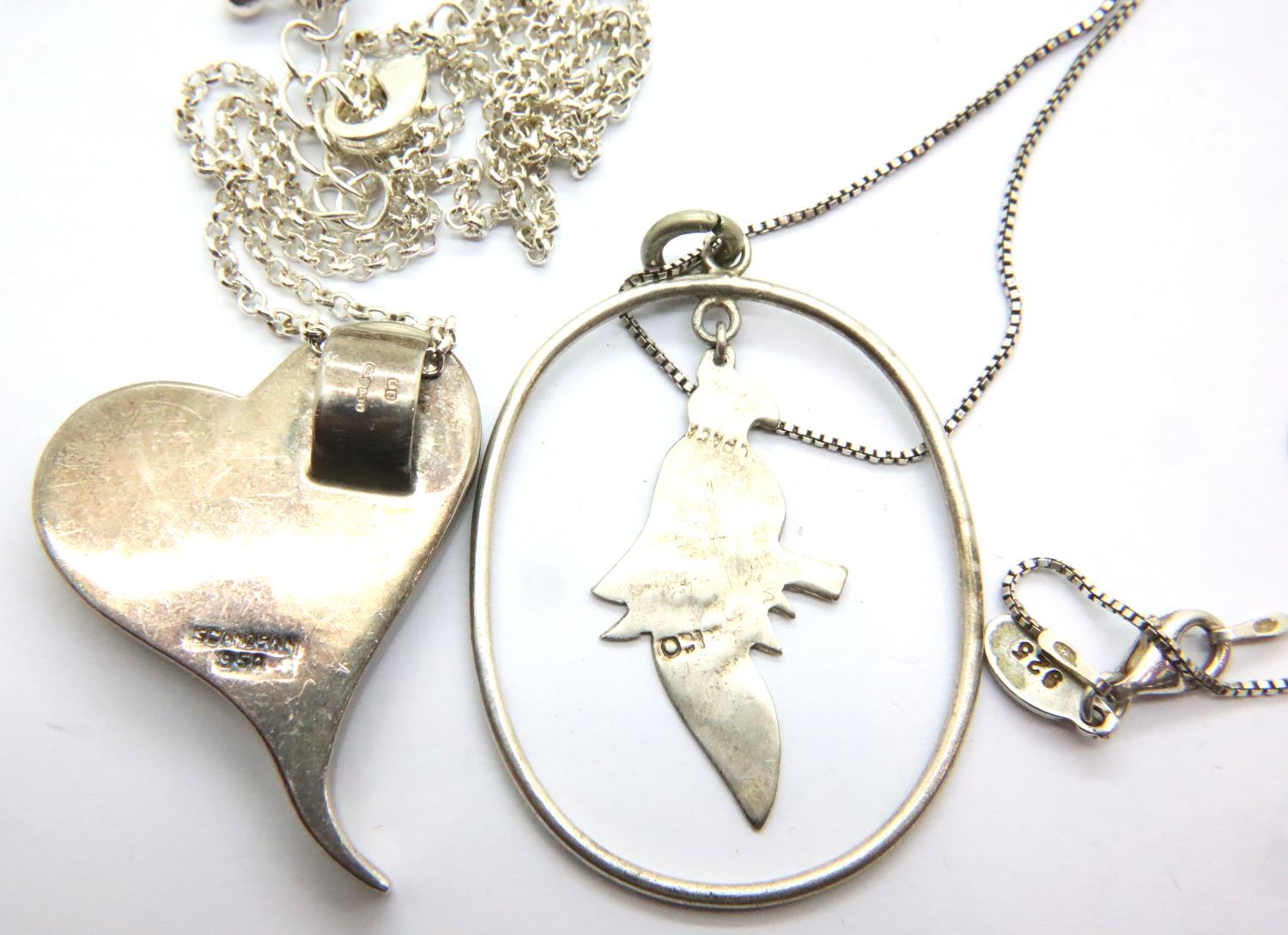 Two silver pendant necklaces, one stone set. P&P Group 1 (£14+VAT for the first lot and £1+VAT for - Image 2 of 2