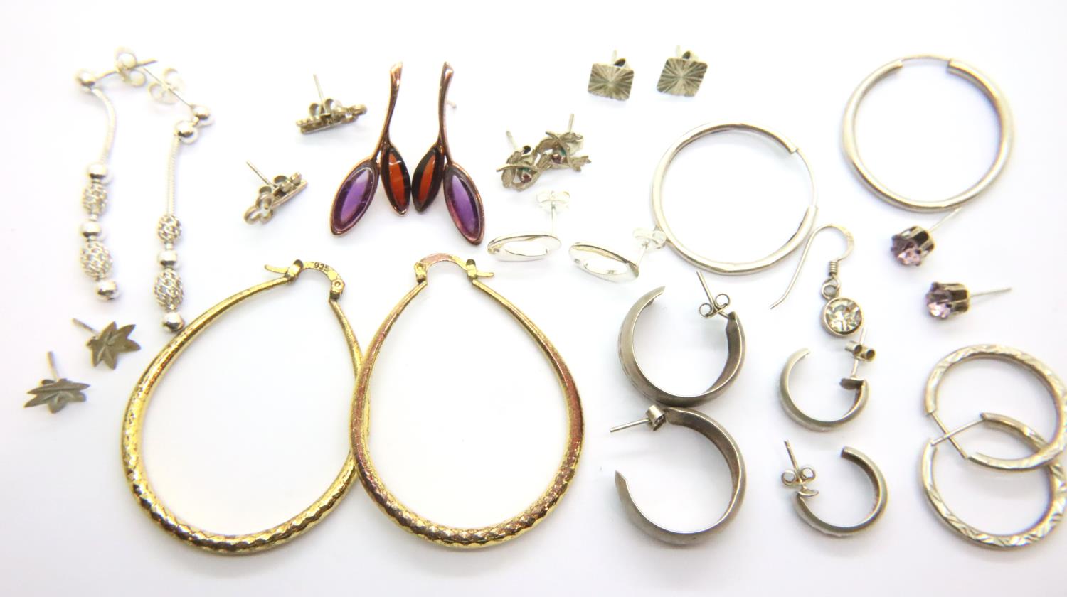 Collection of assorted silver earrings, some stone set, combined 30g. P&P Group 1 (£14+VAT for the