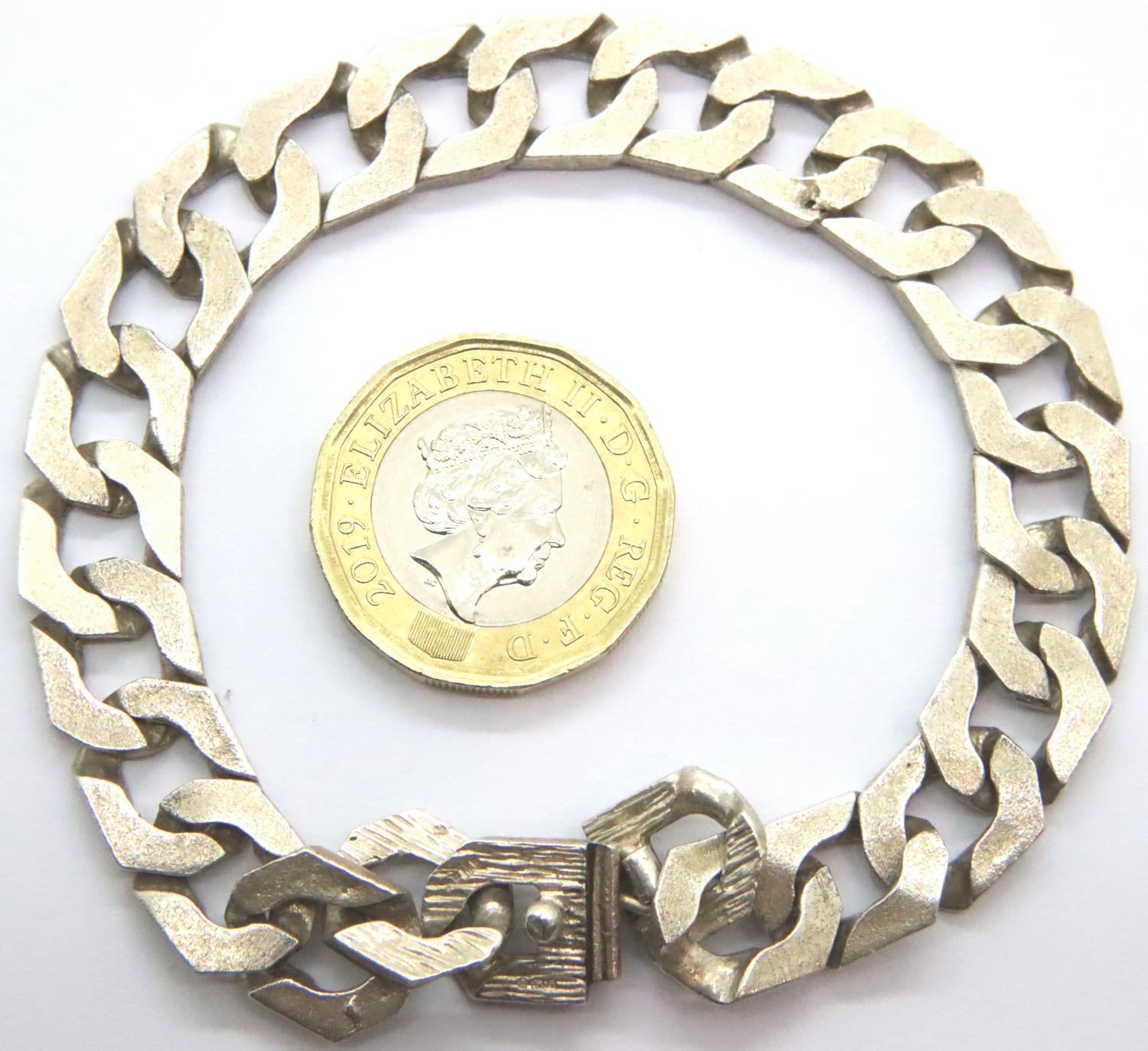 Hallmarked silver bark effect bracelet, L: 20 cm, 25g. P&P Group 1 (£14+VAT for the first lot and £