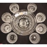 Waterford Crystal; a set of six sundae bowls, a pair of finger bowls and a large (presumed