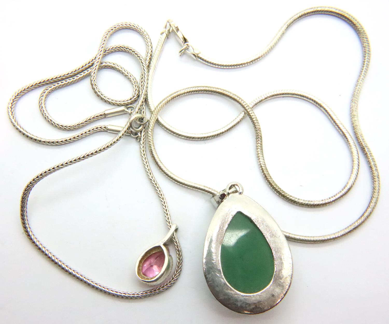 Two stone set pendant necklaces, combined 40g. P&P Group 1 (£14+VAT for the first lot and £1+VAT for - Image 3 of 3