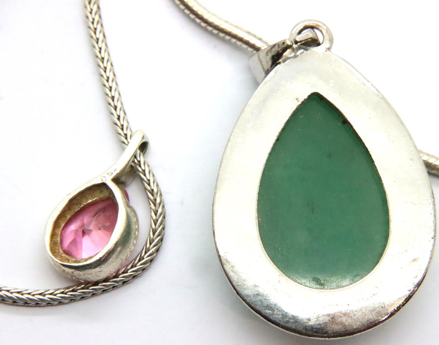Two stone set pendant necklaces, combined 40g. P&P Group 1 (£14+VAT for the first lot and £1+VAT for - Image 2 of 3