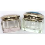 Two hallmarked sterling silver topped faceted glass dressing table pots. P&P Group 1 (£14+VAT for