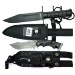 Survival sheath knife and an HX outdoors example, blade L: 18 cm and 12 cm. P&P Group 2 (£18+VAT for