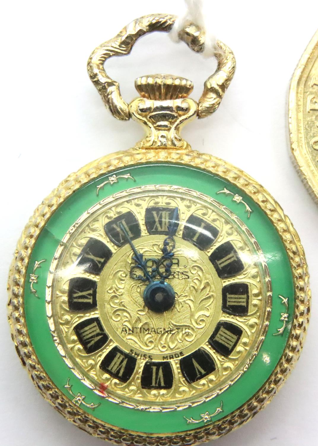 Gold plated Luxa fob watch, D: 2.2 cm, working at lotting. P&P Group 1 (£14+VAT for the first lot