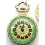 Gold plated Luxa fob watch, D: 2.2 cm, working at lotting. P&P Group 1 (£14+VAT for the first lot