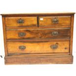 An Edwardian walnut chest of two short above two long drawers, for restoration, 102 x 45 x 75 cm.