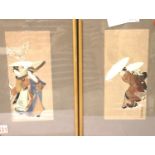 Pair of Japanese woodblock prints, Geishas In The Snow, in the manner of Kitagawa Utamaro, each 12 x