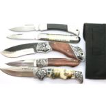 Box of five modern folding knives. P&P Group 2 (£18+VAT for the first lot and £3+VAT for