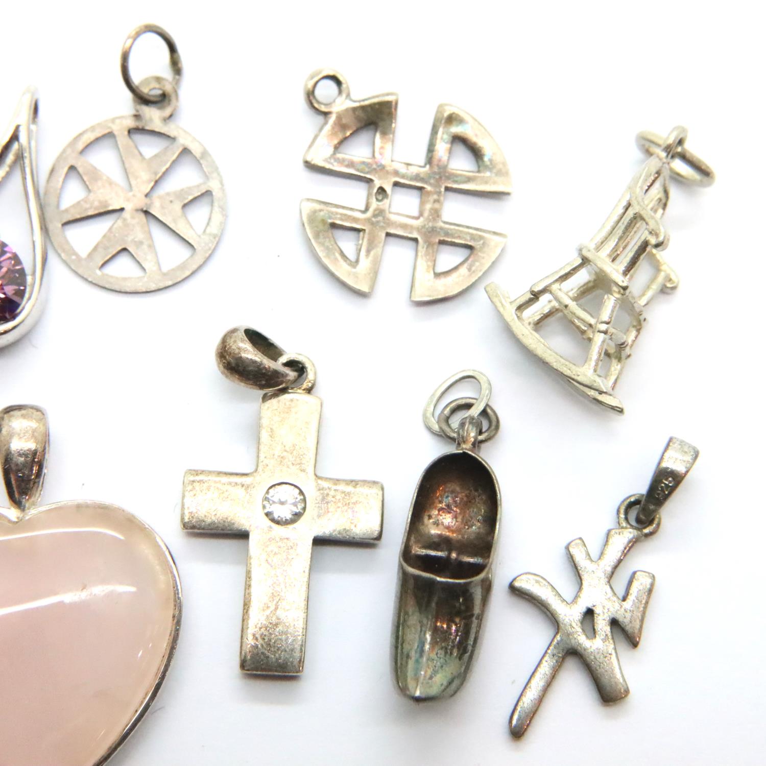 Ten assorted silver charms, including stone set examples, combined 25g. P&P Group 1 (£14+VAT for the - Image 3 of 3