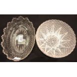 A Regency cut glass oval bowl, together with a heavily hobnailed fruit bowl. Not available for in-