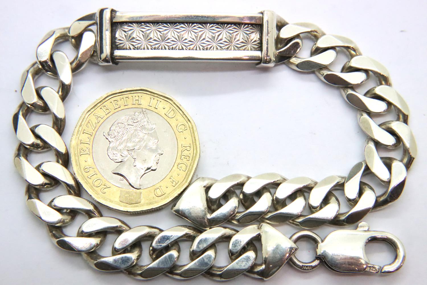 925 silver ID bracelet, L: 21 cm. P&P Group 1 (£14+VAT for the first lot and £1+VAT for subsequent