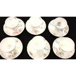 Six Shelley tea cups and saucers in the Wild Flowers pattern. Not available for in-house P&P,