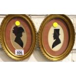 A pair of Victorian style silhouettes of Sir James Charles Inglis and Lady Louise Ann Ingis, each 16