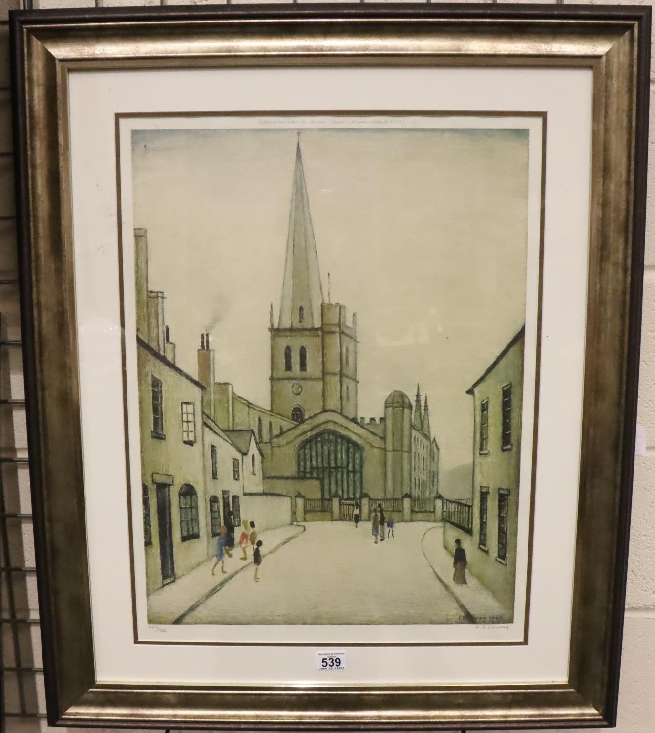 LAWRENCE STEPHEN LOWRY RA (1887-1976) limited edition print Burford Church, signed lower right, - Image 2 of 5