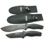 Two Extol rubber handled hunting knives, blade L: 16 cm and 10 cm. P&P Group 2 (£18+VAT for the