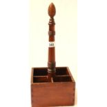Mahogany four bottle wine carrier with pinecone finial, H: 40 cm. P&P Group 2 (£18+VAT for the first