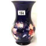 Large Moorcroft Blue Anemone pattern vase with flared neck, H: 24 cm, impressed and painted marks to