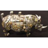 Steampunk style Rhino, L: 31 cm. P&P Group 3 (£25+VAT for the first lot and £5+VAT for subsequent