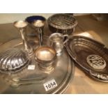 Amount of silver plate including three platters marked La Maison DeLetain 90 percent. Not