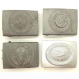 Four re-enactment German Third Reich belt buckles including Hitler Youth and Wehrmacht. P&P Group