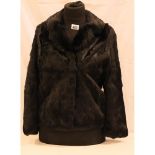 Vintage black rabbit ladies fur coat, size S. P&P Group 2 (£18+VAT for the first lot and £3+VAT
