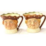 Two Royal Doulton Old King Cole character jugs, each H: 80 mm. P&P Group 2 (£18+VAT for the first