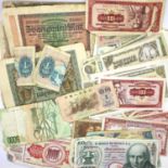 Approximately 90 mixed world banknotes including a 1923 German 100,000 mark. P&P Group 1 (£14+VAT