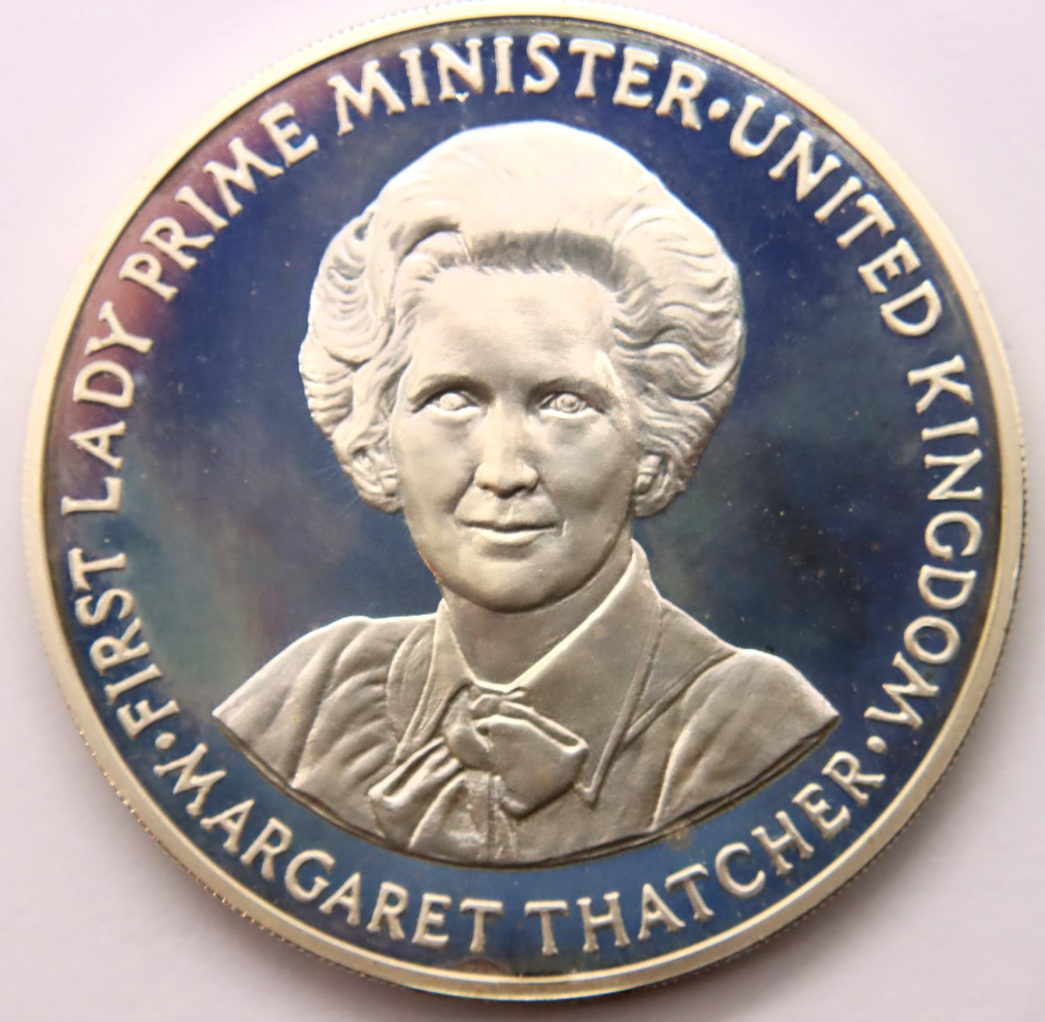 Pobjoy Mint 1979 silver proof Margaret Thatcher commemorative, encapsulated (capsule discoloured) - Image 2 of 3