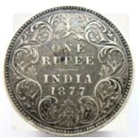 1877 One Rupee (India) of Queen Victoria. P&P Group 1 (£14+VAT for the first lot and £1+VAT for