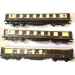 Three Hornby Pullman coaches fitted with lighting; car 161, Sappho and Car 35, unboxed. P&P Group