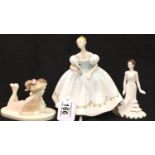 Royal Doulton Letter To Santa, First Dance figurine and a further Coalport figurine. P&P Group 3 (£