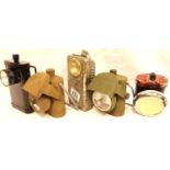 Two boxed WWII bicycle lamps and others. Not available for in-house P&P, contact Paul O'Hea at