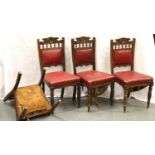 An Edwardian set of four carved walnut dining chairs. Not available for in-house P&P, contact Paul