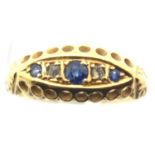 Antique 18ct gold sapphire and diamond ring, size L, 2.1g. P&P Group 1 (£14+VAT for the first lot