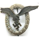 Late WWII German Luftwaffe Pilots Badge. No makers mark but attributed to Friedrich Linden,
