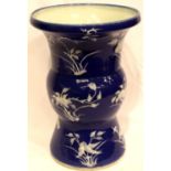 Chinese late 19th Century blue and white vase with no damages, H: 32 cm. Not available for in-