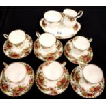 Royal Albert Old Country Roses tea service comprising six trios with cake plate, milk jug and
