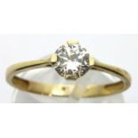 9ct gold solitaire ring, size Q, 1.3g. P&P Group 1 (£14+VAT for the first lot and £1+VAT for