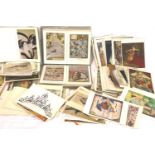 A tin containing a large quantity of vintage and other postcards. Not available for in-house P&P,