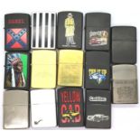 Fourteen windproof lighters, each with different designs. P&P Group 1 (£14+VAT for the first lot and