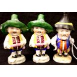 Three Mansion House dwarves with gold anchor marks to rear, H: 12 cm. P&P Group 2 (£18+VAT for the