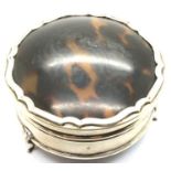 Silver and tortoiseshell jewellery box and miniature silver mirror, both A/F. P&P Group 1 (£14+VAT