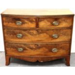 George III mahogany bow-front chest of two-short over two long drawers, 110 x 50 x 89 cm H. Not