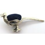Silver Pheasant pin cushion. P&P Group 1 (£14+VAT for the first lot and £1+VAT for subsequent lots)