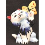 Lorna Bailey cat, Butterfly, H: 13 cm. P&P Group 1 (£14+VAT for the first lot and £1+VAT for